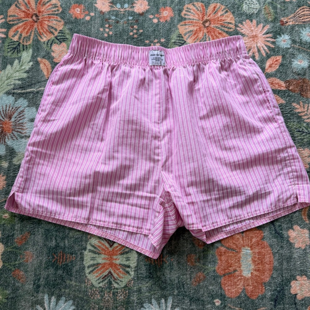 Denim II New Fashion Pink White Striped Boxer Shorts Elastic Waist Loungewear